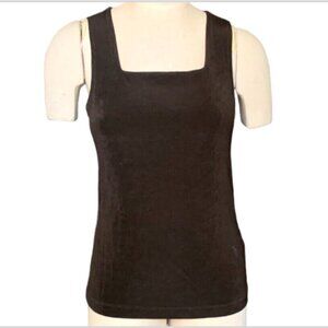 Chico's Travelers Square Neck Tank Top Sz 0 (S/4) Brown 132J